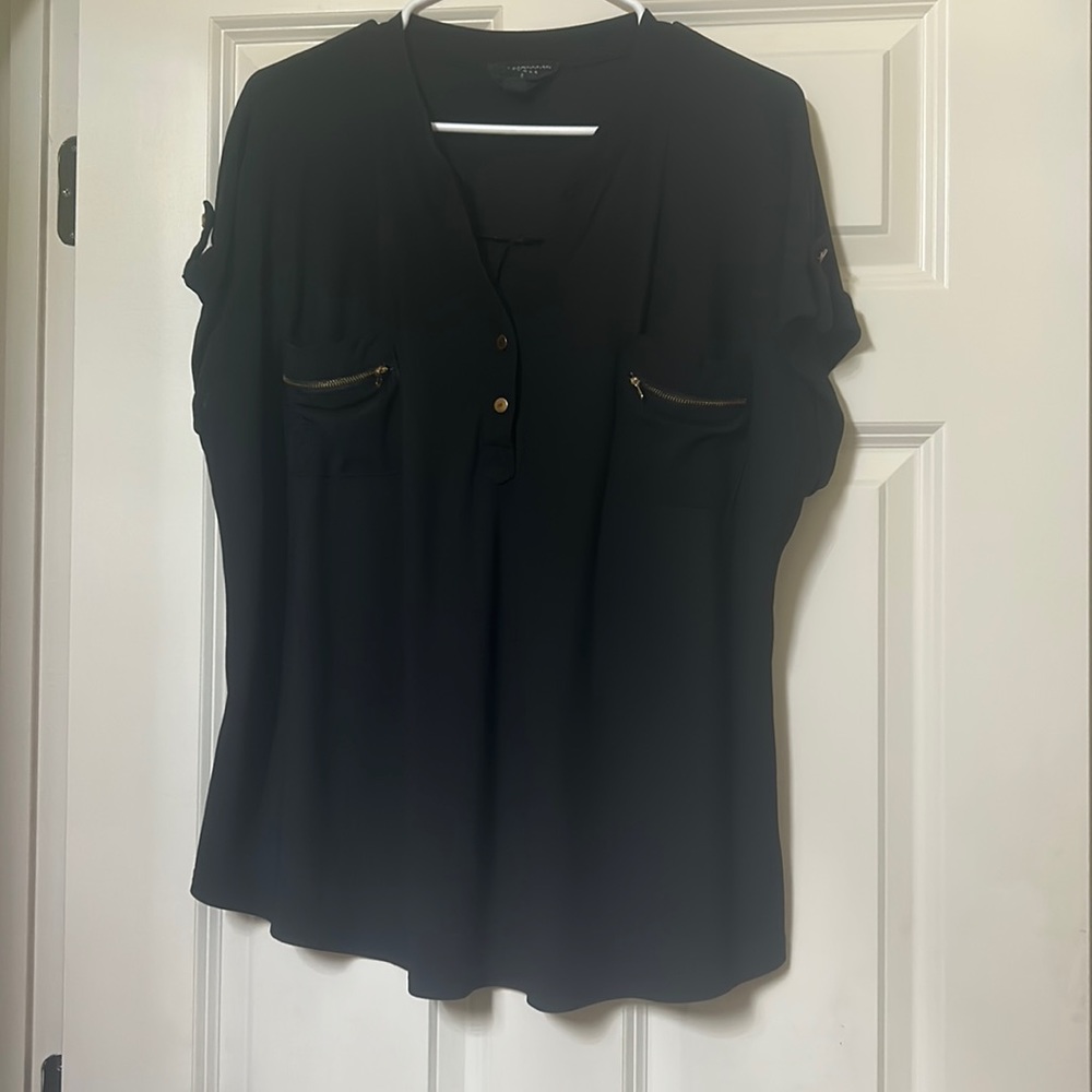 Flower & Feather Plus Size Half Buttoned Blouse